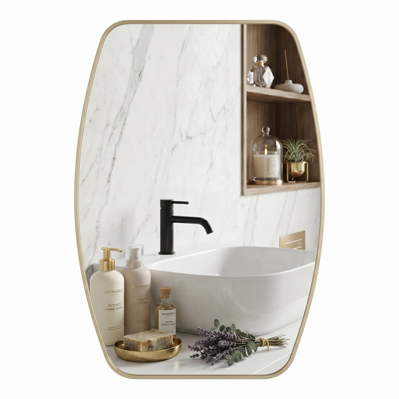 Miroir de salle de bain Curved, Or brossé