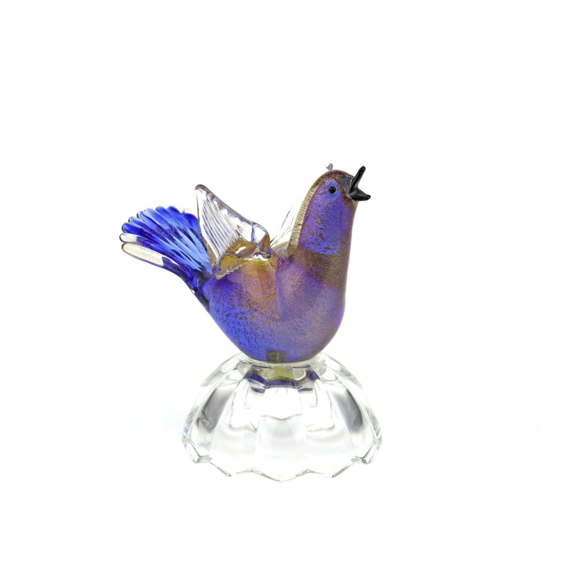 Oiseau en verre de Murano sur base transparente