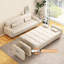 Canapé-lit modulaire en similicuir blanc crème avec rangement-114241923