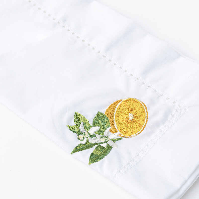 Orange Blossom Embroidered Dinner Napkin