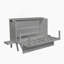 Lit escamotable avec port USB et tablettes amovibles de chaque côté, lit escamotable en pin massif pour bureau personnel, chambre d'amis-108780395-108780392
