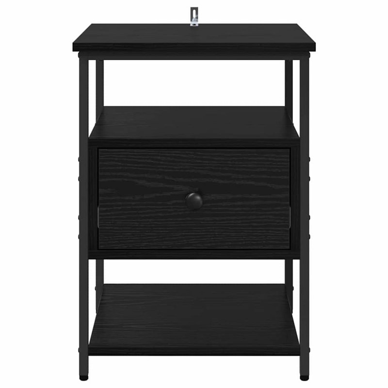 40cm W Manufactured Wood Bedside Table, Black Oak