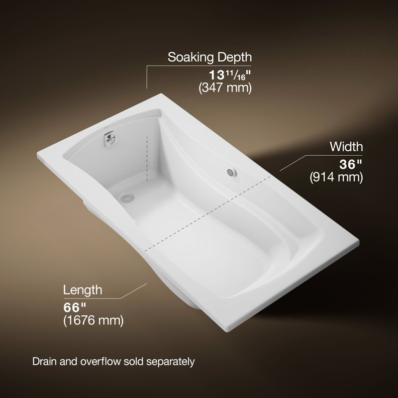 Mariposa 66" x 36" Air Acrylic Bathtub, White