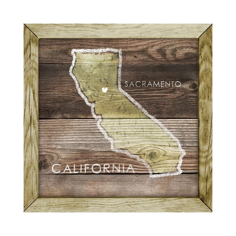 California Rustic Map by PI Galerie - Wrapped Canvas Gallery-Wrapped Canvas Giclée, 30.48cm H x 30.48cm W