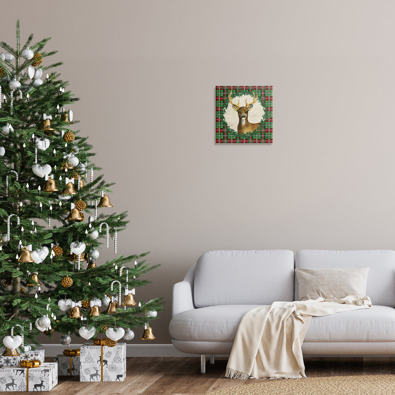  «Plaid Holiday Deer» par Paul Brent, H 17 po x l 17 po