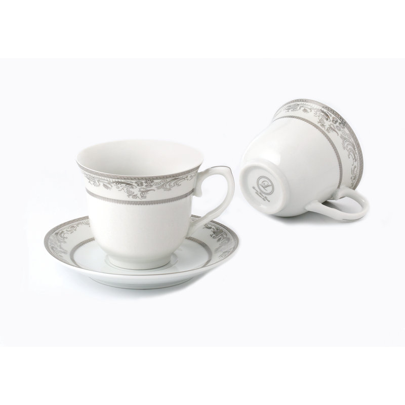 Ensemble de 4 tasses à thé et soucoupes Lorren Home Trends, Gris