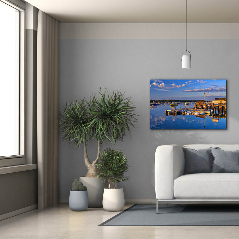 Toile épique «Summer Morning In Friendship Harbor» par Rick Berk, 40 po x 26 po