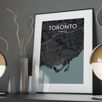 Toronto City Map In Midnight - No Frame Print