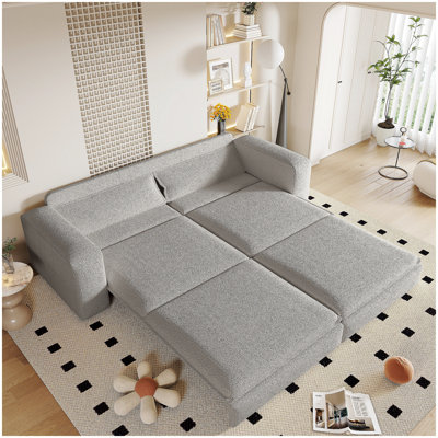Canapé-lit 93 po pour très grand lit, canapé-lit escamotable, canapé-lit convertible 3 en 1, méridienne, canapé-lit 3 places avec 2 coussins lombaires pour le salon et le bureau