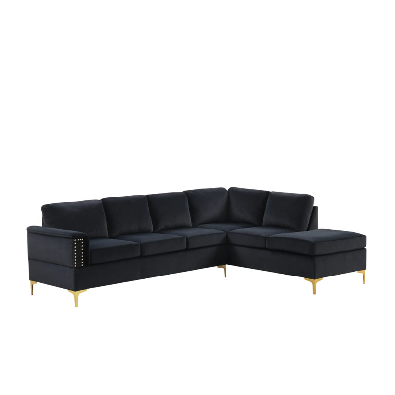 Vogue Sectional, Black Velvet