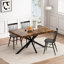 Retro Rectangular Stretch Dining Table With Carole Top, Embossed Center Plate, And Storage Box, Ideal For Modern And Classic Interiors-2081689104