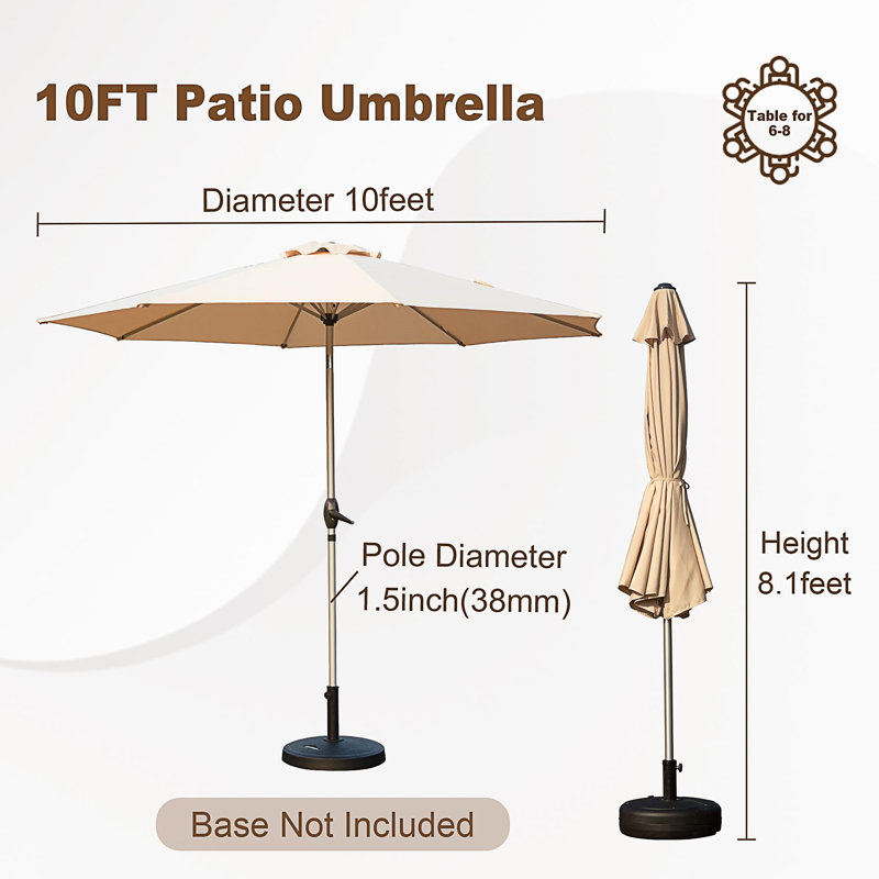 10FT Patio Umbrella (Base Not Included), Beige