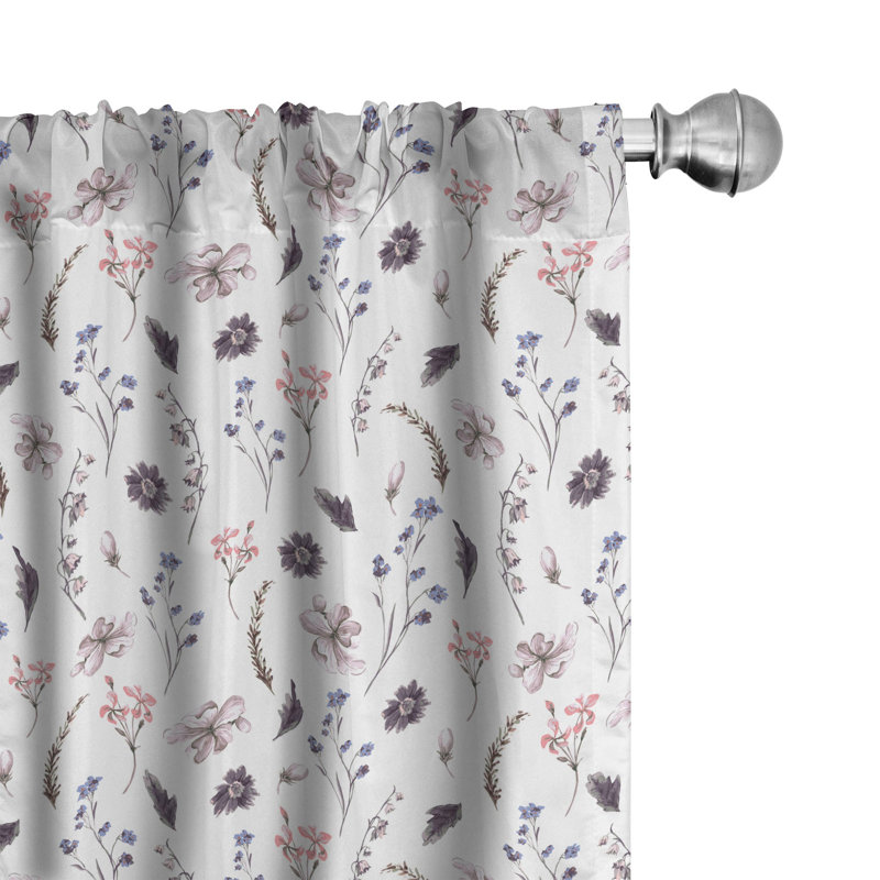 Watercolor Floral Semi-Sheer Rod Pocket Curtain Panels, 28" x 84"
