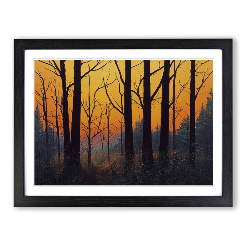 Summer Forest Sunset Vol.4 - Single Picture Frame Print, Black Framed, 25cm H x 34cm W x 2cm D