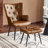 Mid-Century Modern Tufted Wingback Accent Chair with Ottoman, PU Leather Upholstered Armchair & Stool Set for Living Room, Bedroom-239938079