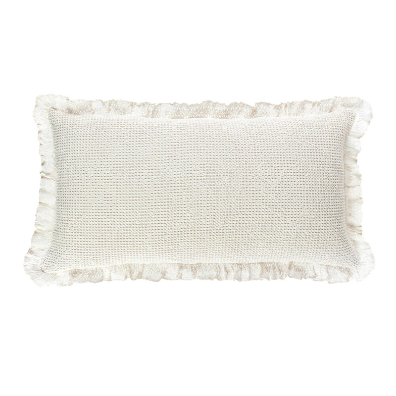 Wruffle Matelasse Lumbar Pillow Cover, Ivory