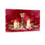 Bougies de Noël et branches de pin sur fond rouge-258494273