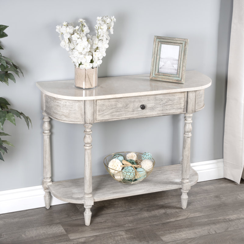 Danielle Marble 40" one- drawer Console Table, Rustic Gray