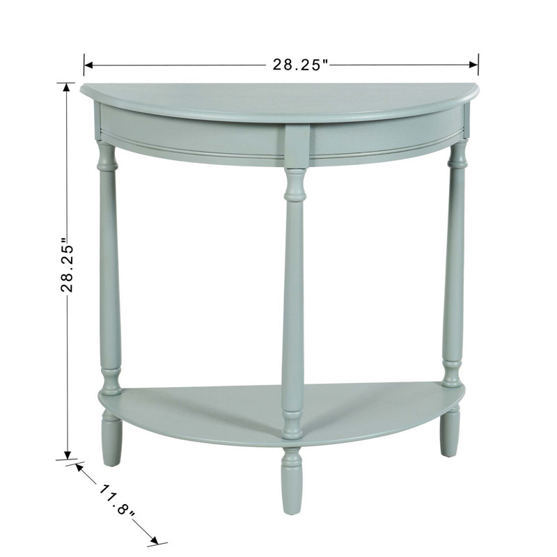 Tinsle Collection Half Moon Console Table with Storage Shelf End Table - Honeynut, Antique Ice Blue