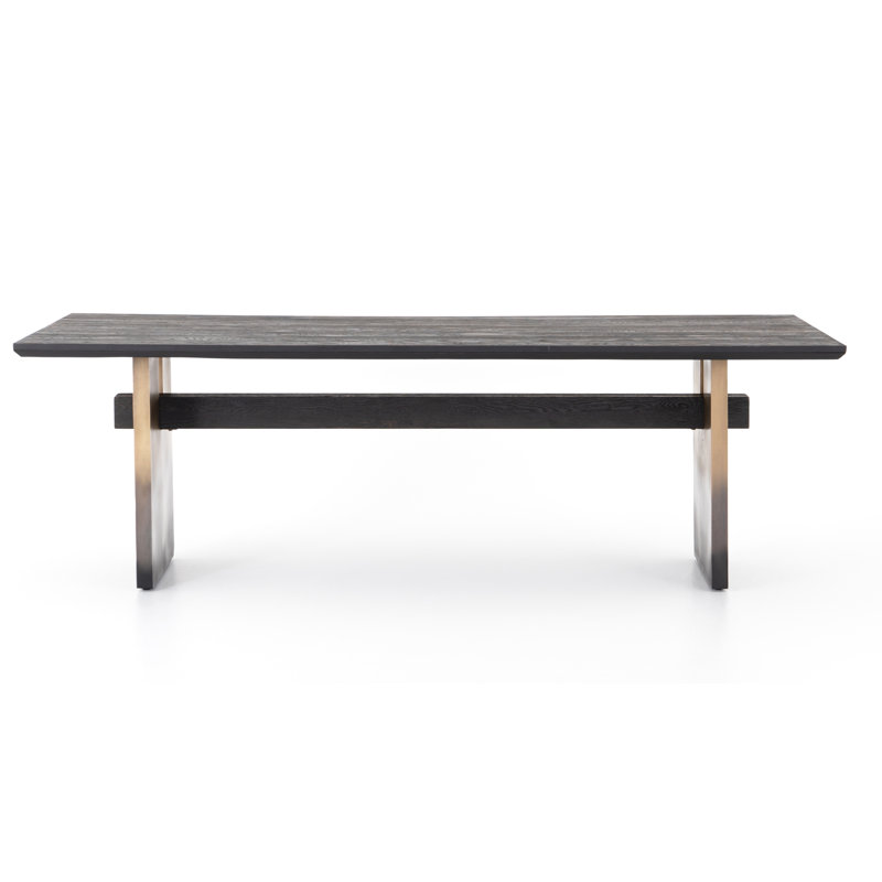 Table de salle à manger Torionna, Plateau en chêne noir / base en laiton dégradé