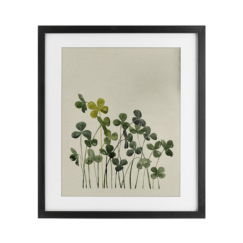 «Hidden Gems Clovers», reproduction sous verre encadrée, design par Grace Popp, Cadre noir minuit, H 16 po x l 13 po