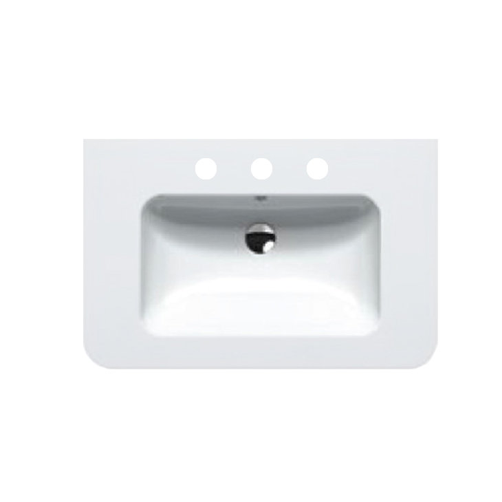 Lavabo de salle de bain à double fixation en argile verte 32 po, Centres de 8 po