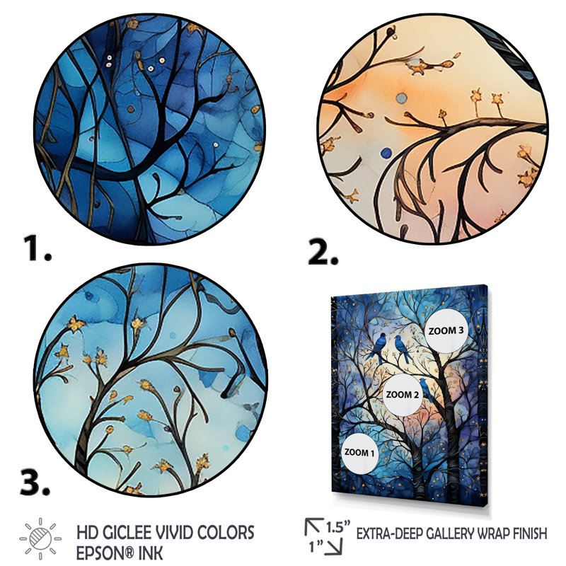 " Tree Moonlit Silhouette II ", White Picture Frame, 44" H x 34" W x 1.5" D