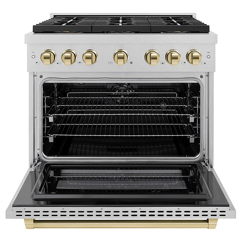 ZLINE Autograph 36" Paramount Dual Fuel Range w/ 6 Burners & Champagne Bronze Accents (SDRZ-36-CB), 4.2 cu ft, 4 burners