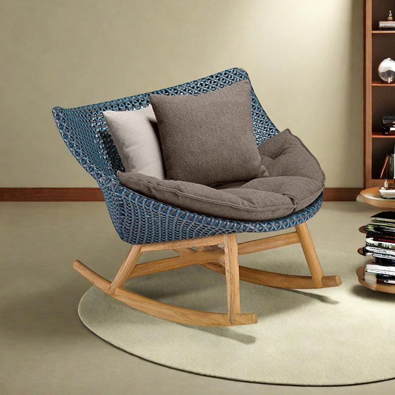 Chaise berçante PE, Bleu, Gris foncé