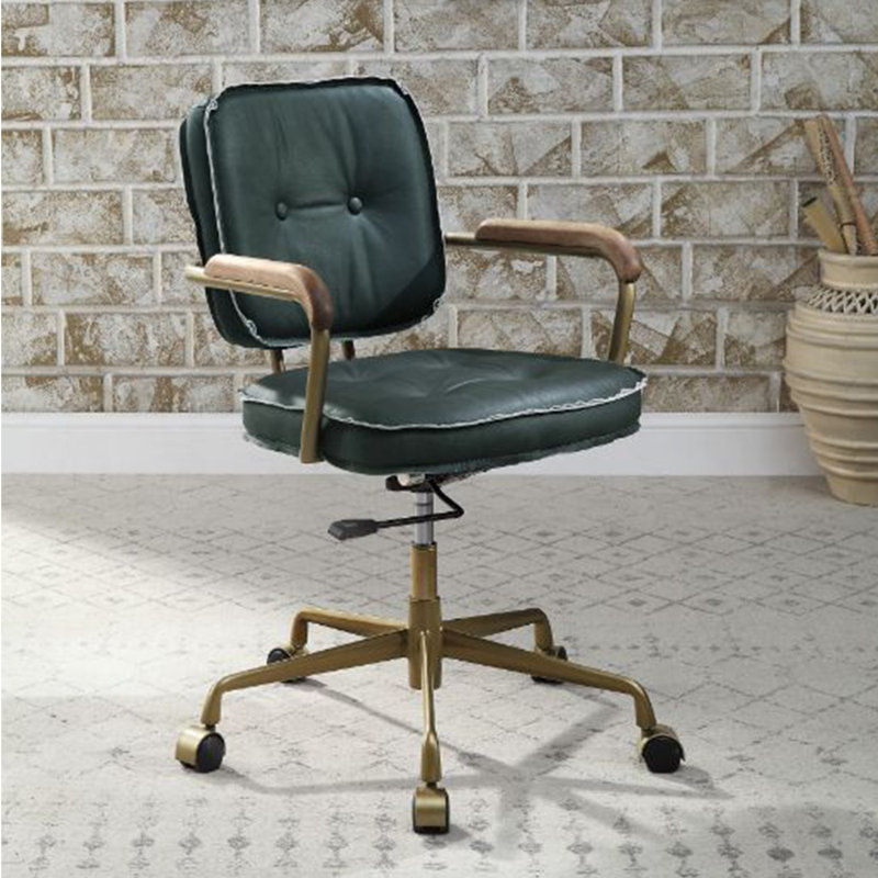 Top Grain Genuine Leather Task Chair, Green