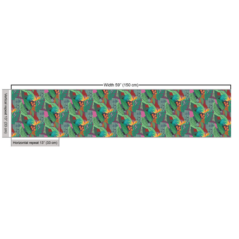 Perimeter Tropical Jungle Leaves and Branches Fabric