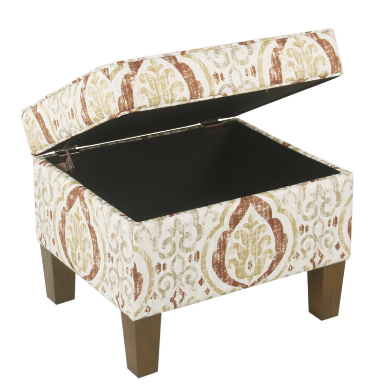 Gorton Medium Storage Ottoman, Burnt Orange Medallion Print