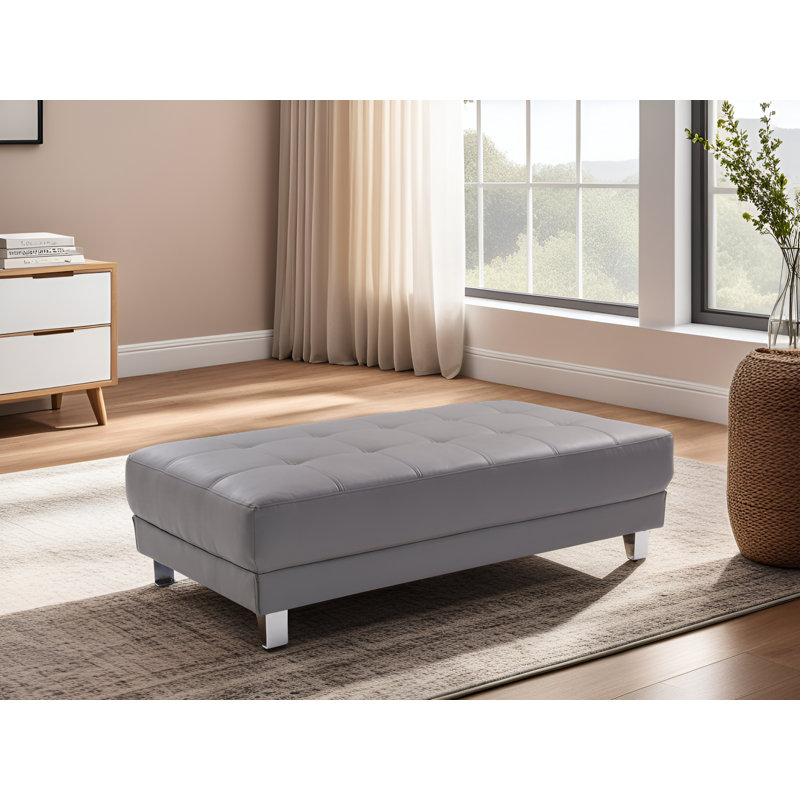 Repose-pieds en faux cuir Manaus, Gris