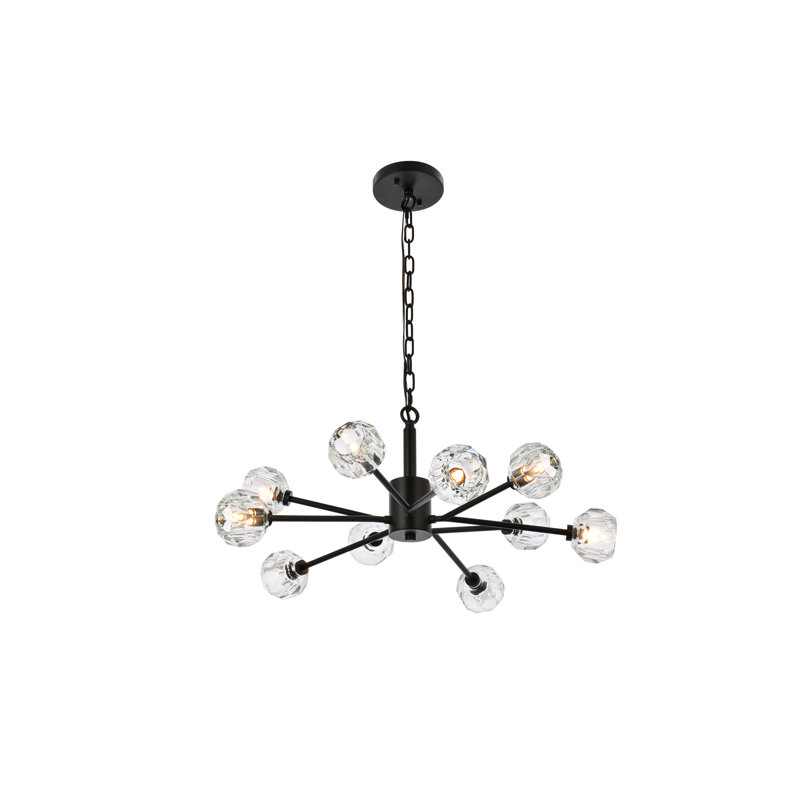 Luminaire suspendu unique à 10 lumières Bultfontein, Noir