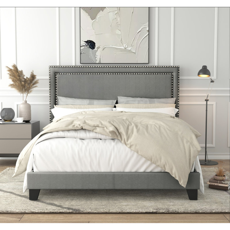 Lit tapissier Artia, Grand, Gris