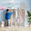 Casier de vestiaire de classe à 4 sections avec 4 casiers, organisateur de rangement pour casiers de garderie avec 8 crochets pour la maison, l'école, la maternelle, le blanc-124006804