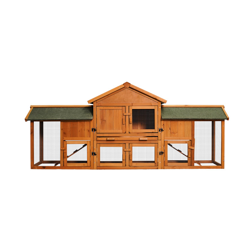 Très grande cage 79,5 po pour animaux de compagnie, configuration à 2 parcours, plateau amovible, toit imperméable à deux niveaux, animalerie avec petits animaux et animal de compagnie