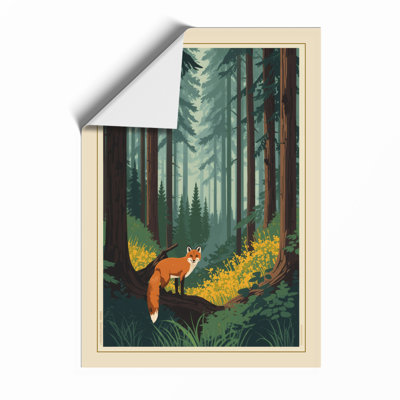 Fox in Ancient Forest Rustic - Framed Print