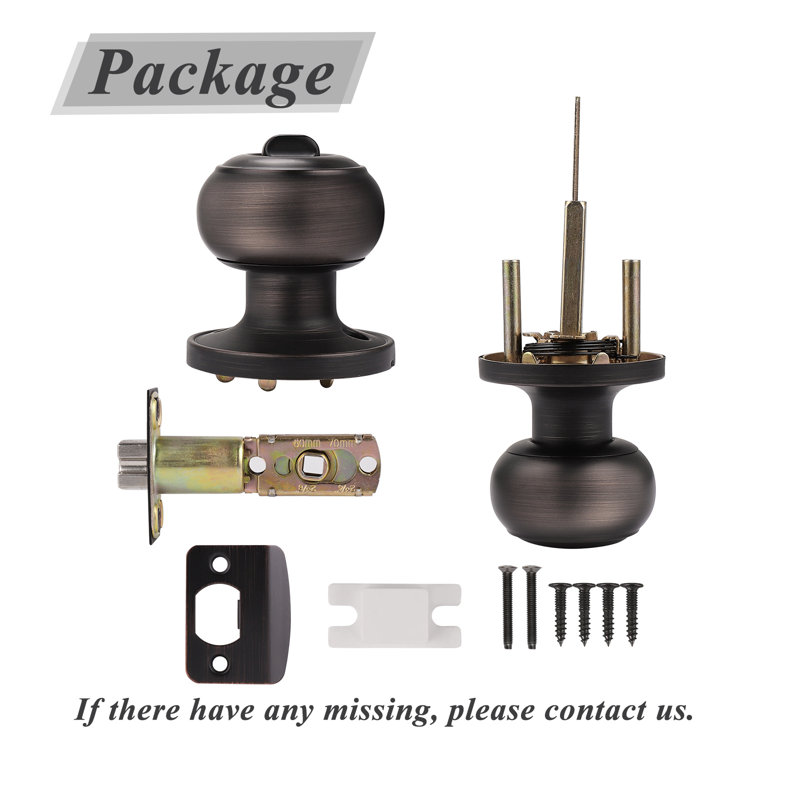 Door Knobs with Round Rosette, Keyless Lock, Oil Rubbed Bronze, Privacy (Bed & Bath)