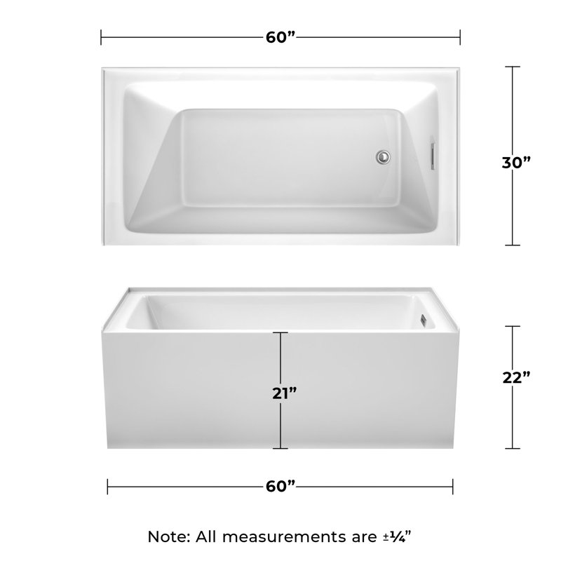 Grayley 60'' x 30'' Soaking Acrylic Bathtub, White/Polished Chrome, Right-Hand Drain