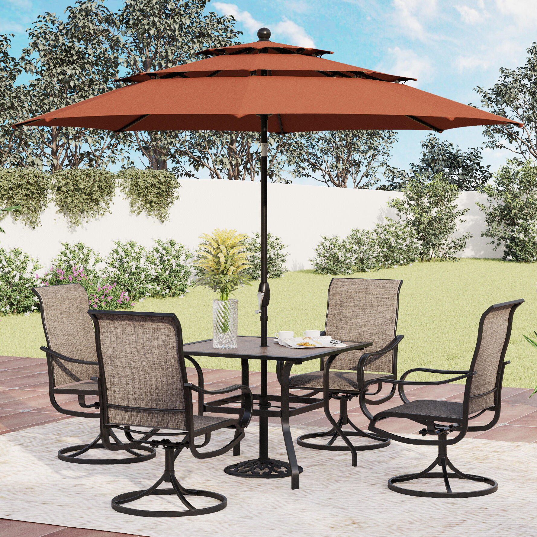 Lark Manor Alyah 4 - Person Square Outdoor Dining Set & Reviews | Wayfair