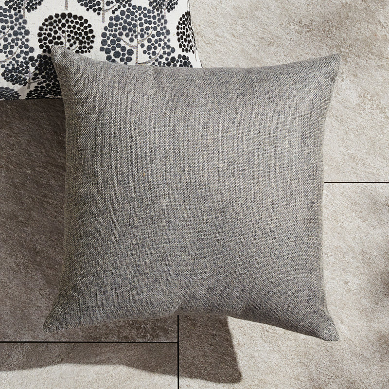 Gage Polyester Throw Square Indoor/Outdoor Pillow Cover & Insert, 20"H x 20"W, Gray