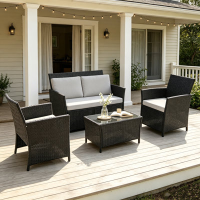 Ensemble de conversation pour patio pour 4 personnes avec coussins