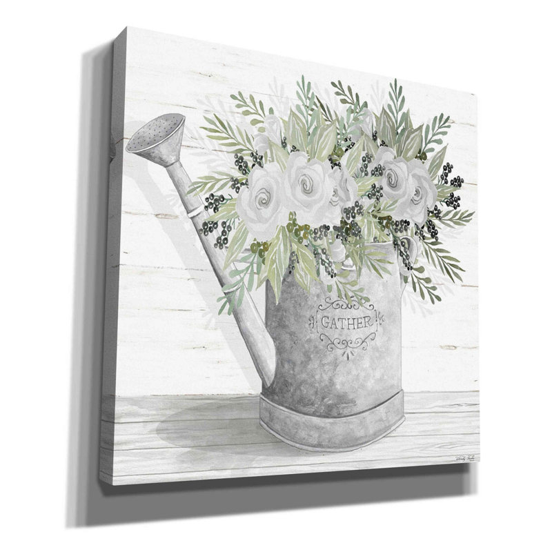 «Gather Watering Can» par Cindy Jacobs, art mural sur toile, L 26 po x H 26 po x P 1,5 po