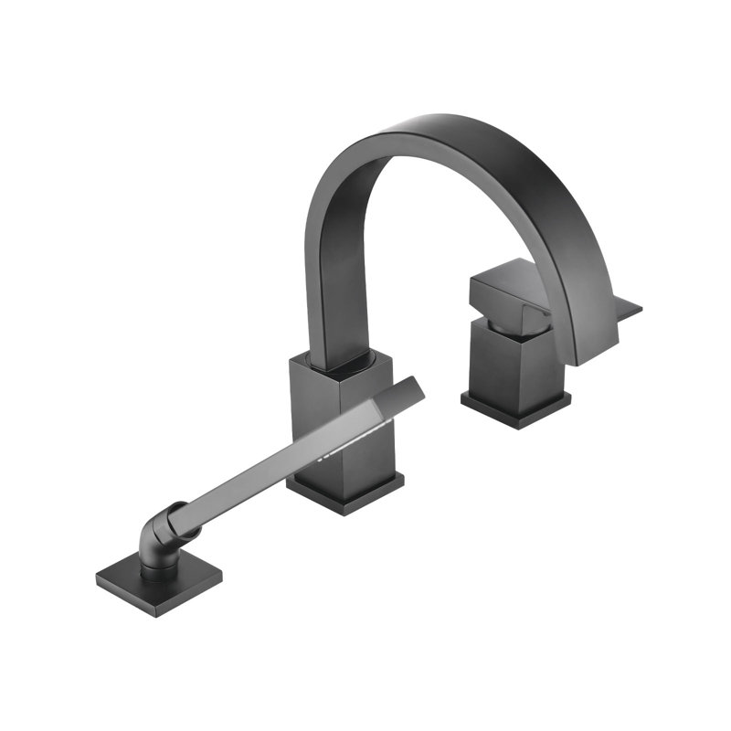 Robinet de baignoire autoportant monocommande à fixation sur le comptoir avec douche à main en acier inoxydable, Noir mat