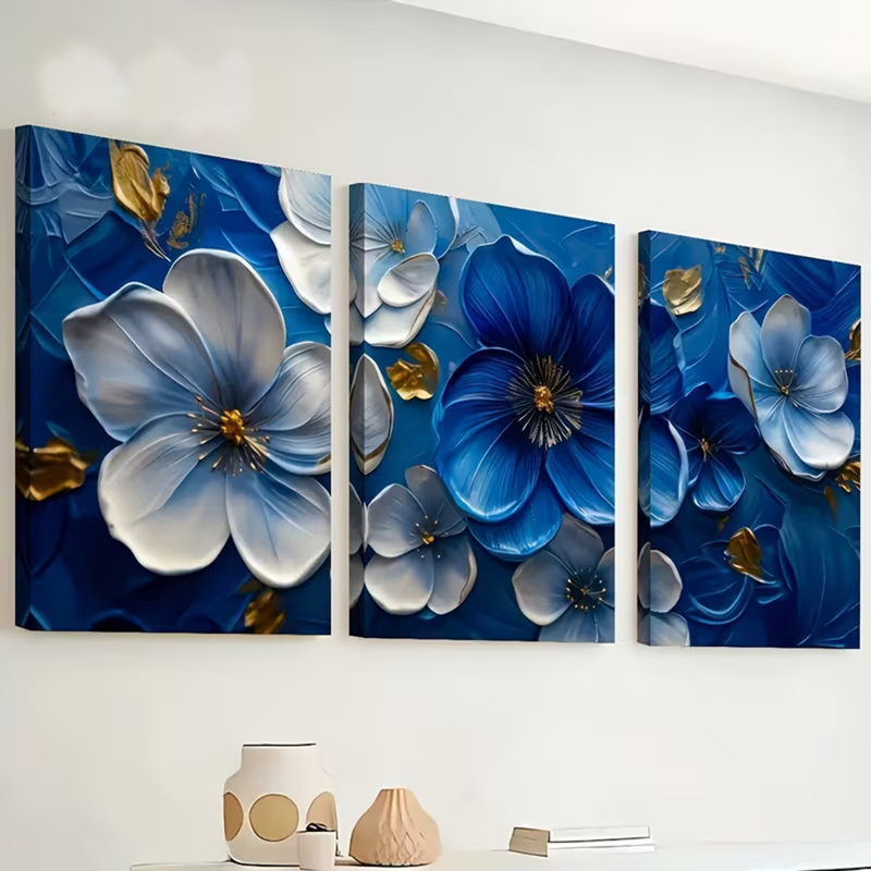 3 Piece Wrapped Canvas Print, 45 cm H x 90 cm W