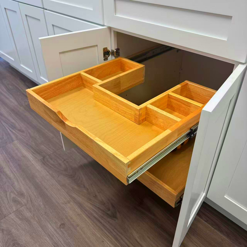 Soft Close Wood Sink Cabinet Pull Out Organizer No Assembly Required, 3" H x 27" W x 18" D