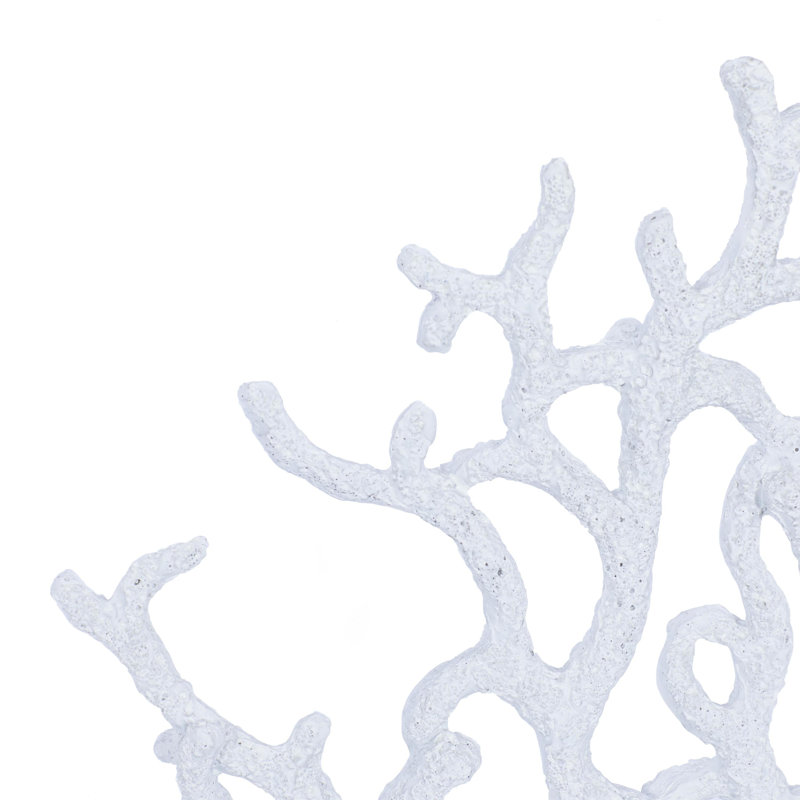 White Polystone Coral Textured Porous Decorative Sculpture with Acrylic Base, White