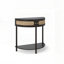 Console demi-lune en rotin avec 2 tiroirs et tablette inférieure-1697216058