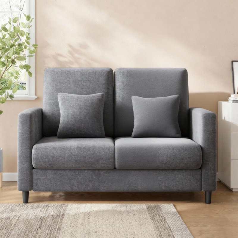 Fauteuil d'appoint 51 po, causeuse en chenille et canapé, Gris